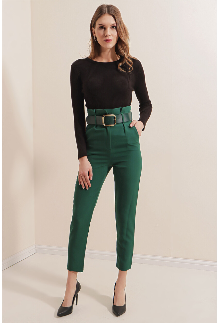 6556 Fabric Pants With Belt
