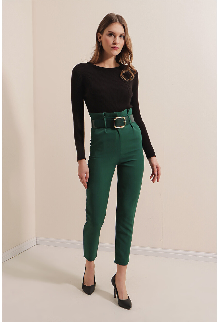 6556 Fabric Pants With Belt
