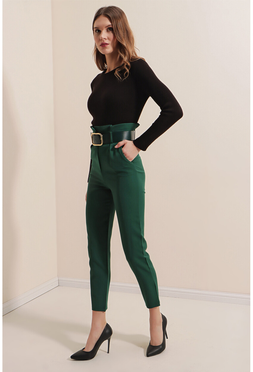 6556 Fabric Pants With Belt