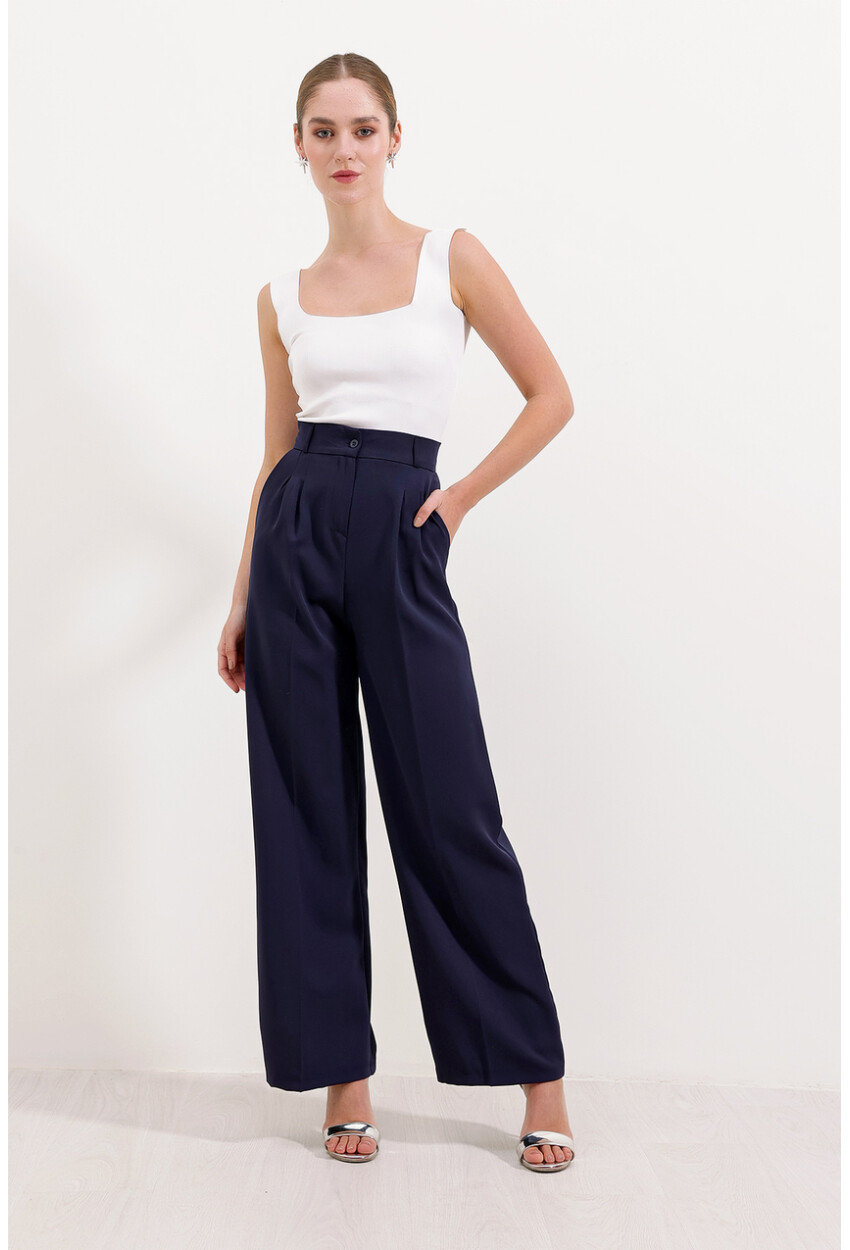 6647 Wide Leg Fabric Pants