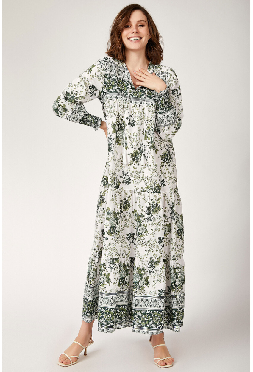 1947 Patterned Long Dress