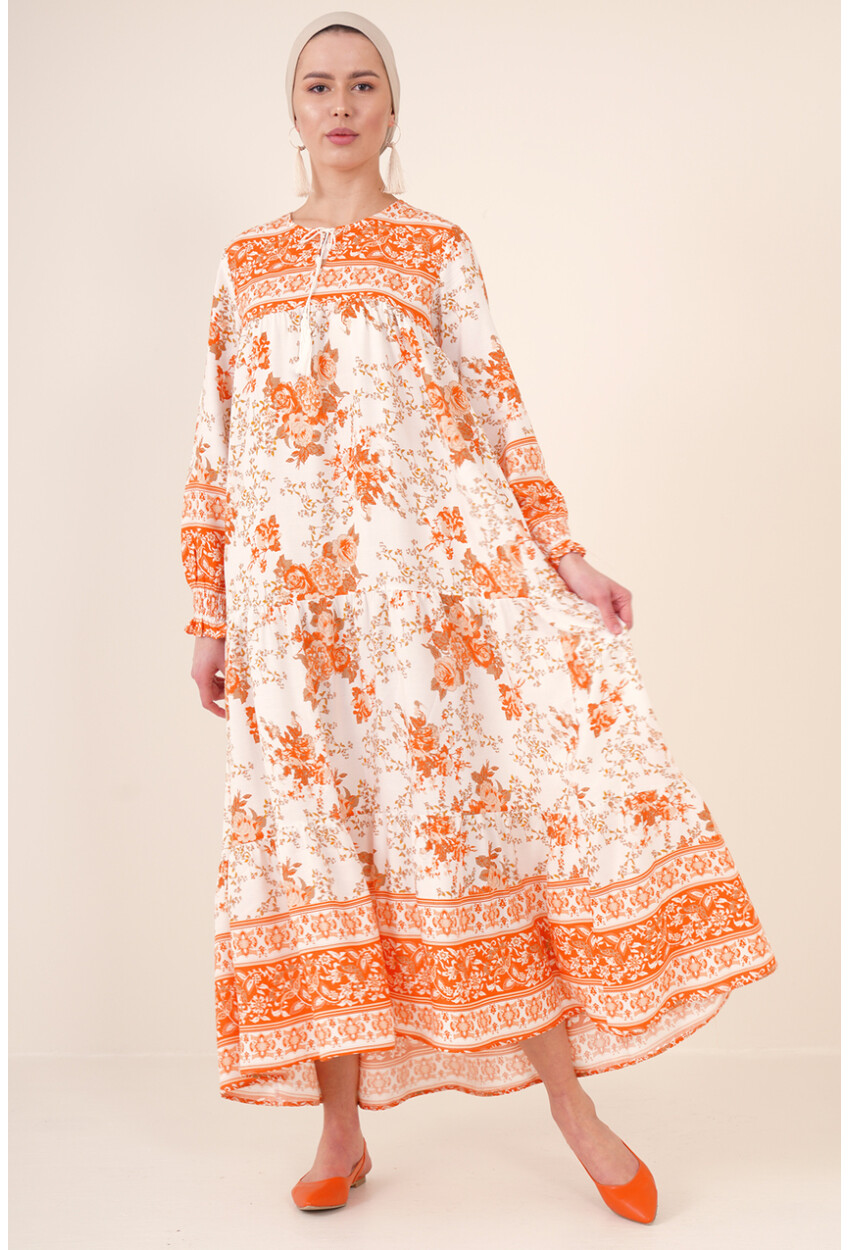 1947 Patterned Long Dress