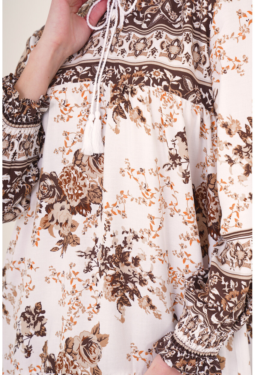 1947 Patterned Long Dress
