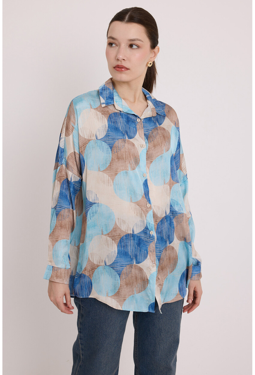 3985 Oversized Satin Shirt