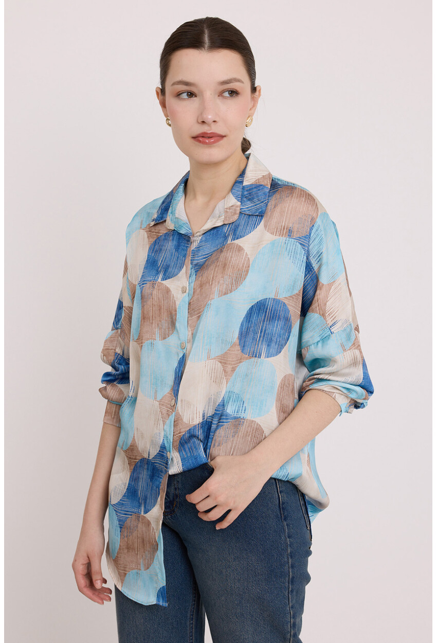 3985 Oversized Satin Shirt
