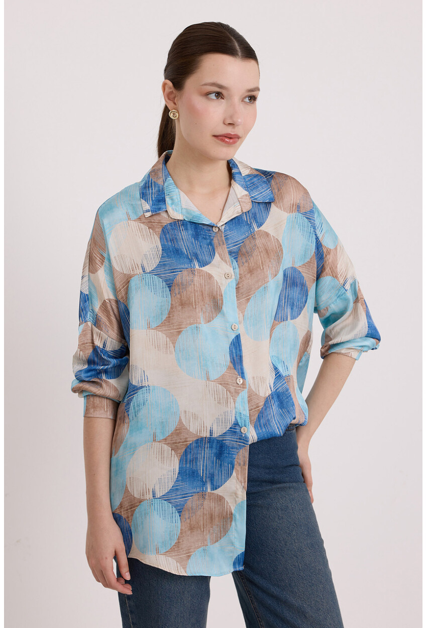 3985 Oversized Satin Shirt