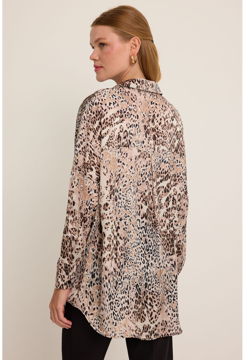 3985 Oversize Saten Gömlek