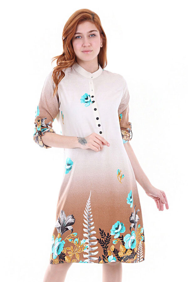 5714 Hakim Yaka Top Düğmeli Tunik