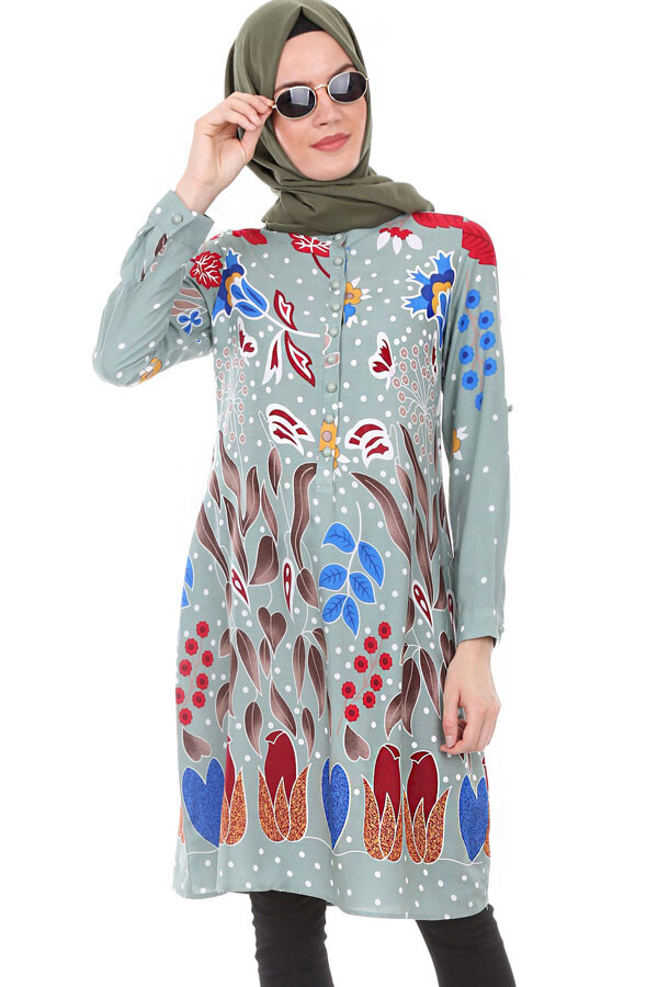 5714 Hakim Yaka Top Düğmeli Tunik