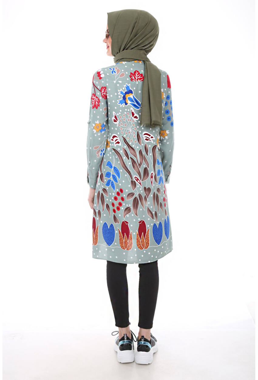 5714 Hakim Yaka Top Düğmeli Tunik