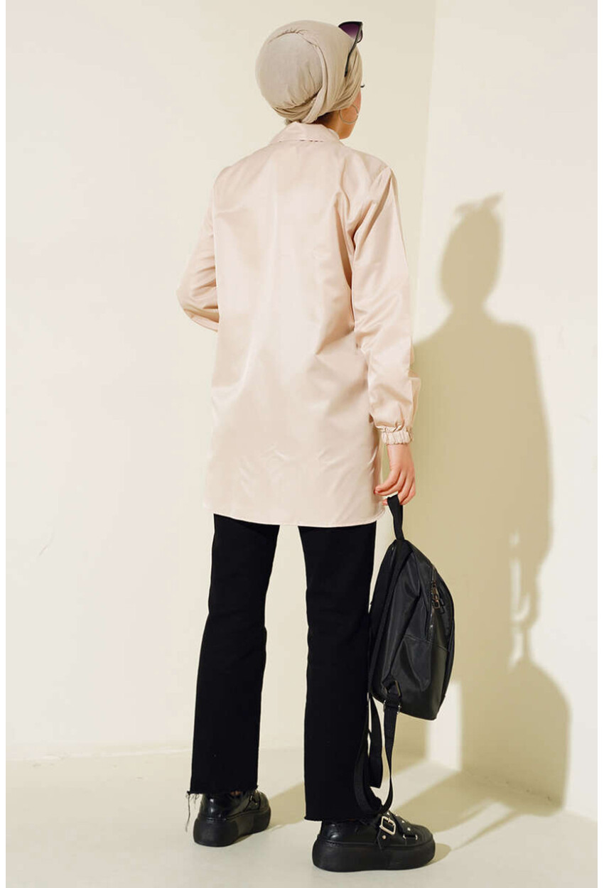 5908 Short Trench Coat With Flap Pockets