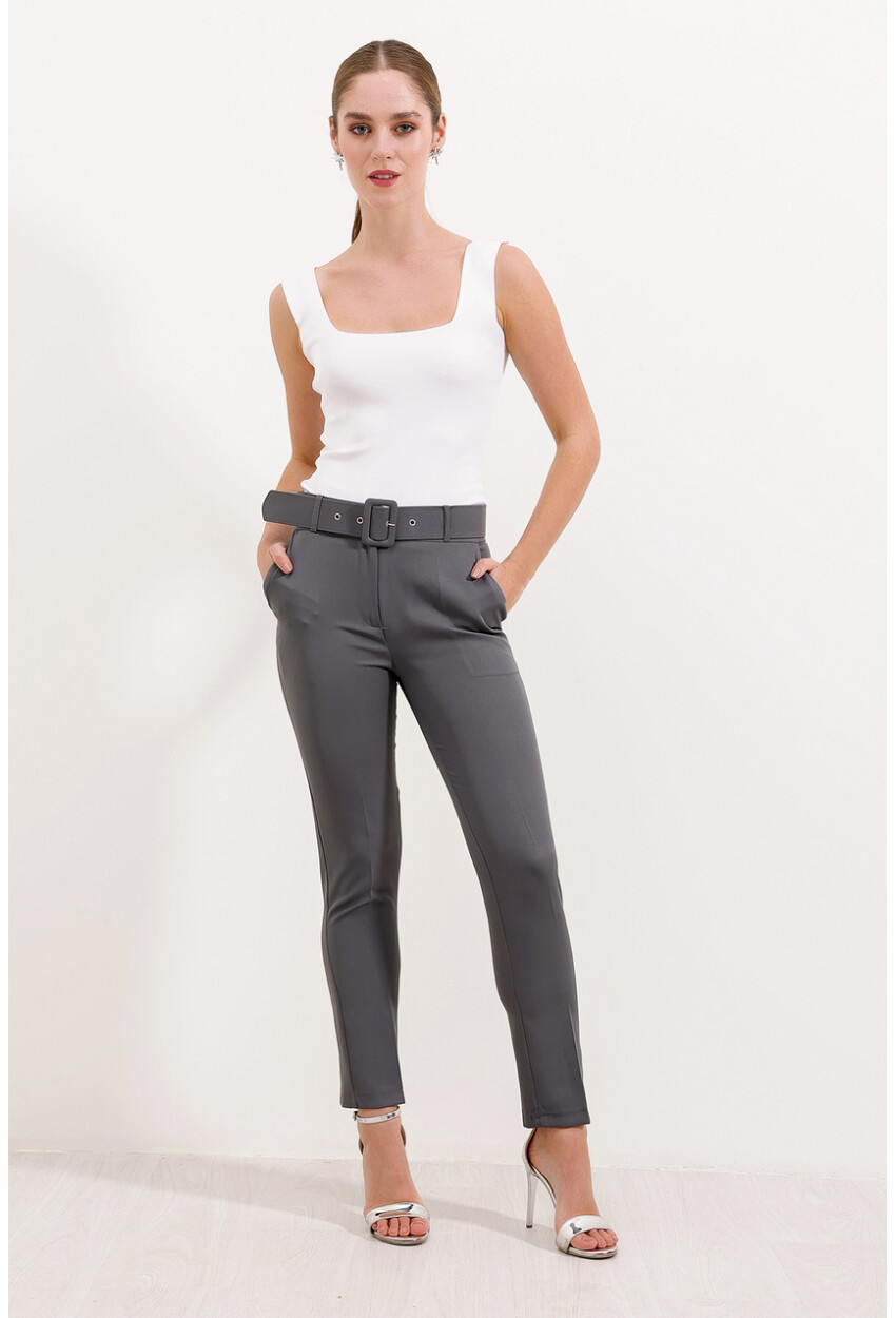 6648 Fabric Pants With Belt