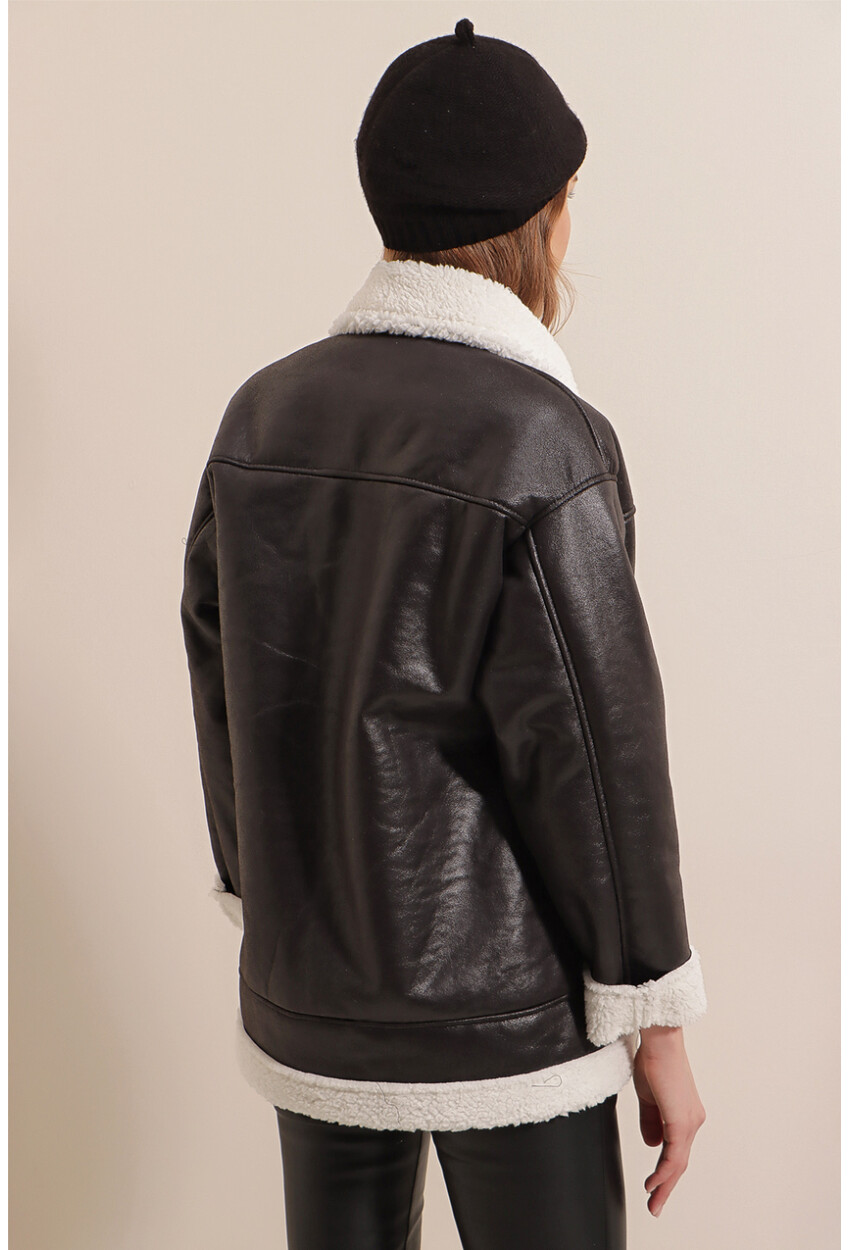 9103 Faux Fur Zippered Coat