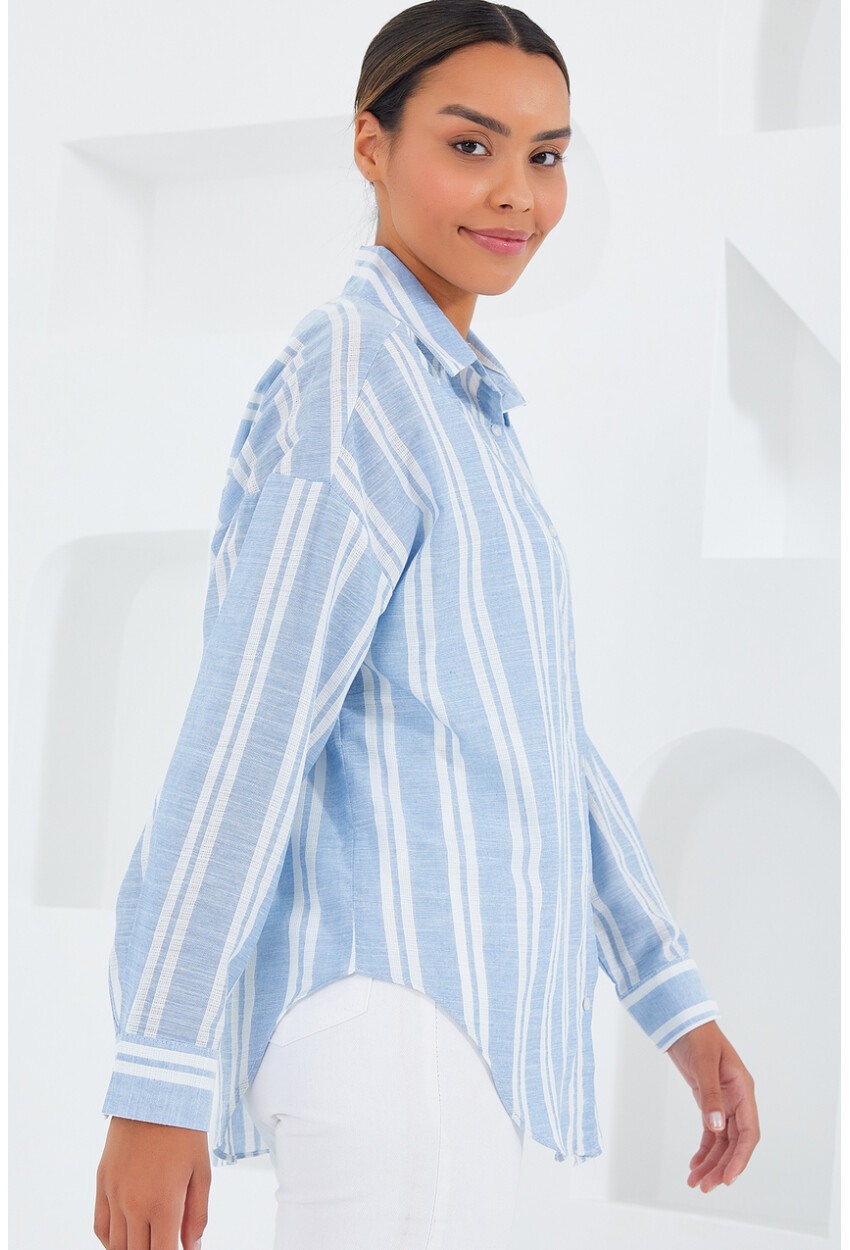 20251 Womens Striped Oversized Shirt