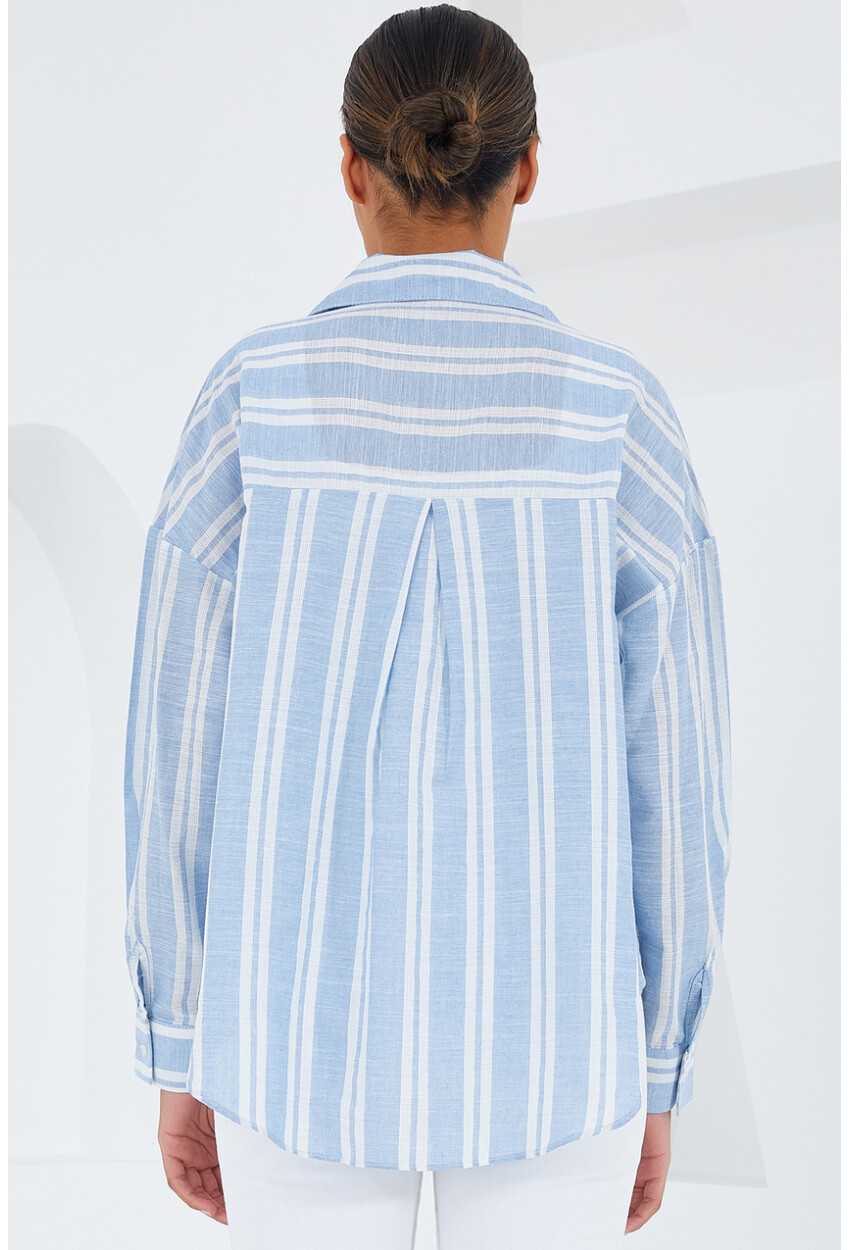 20251 Womens Striped Oversized Shirt
