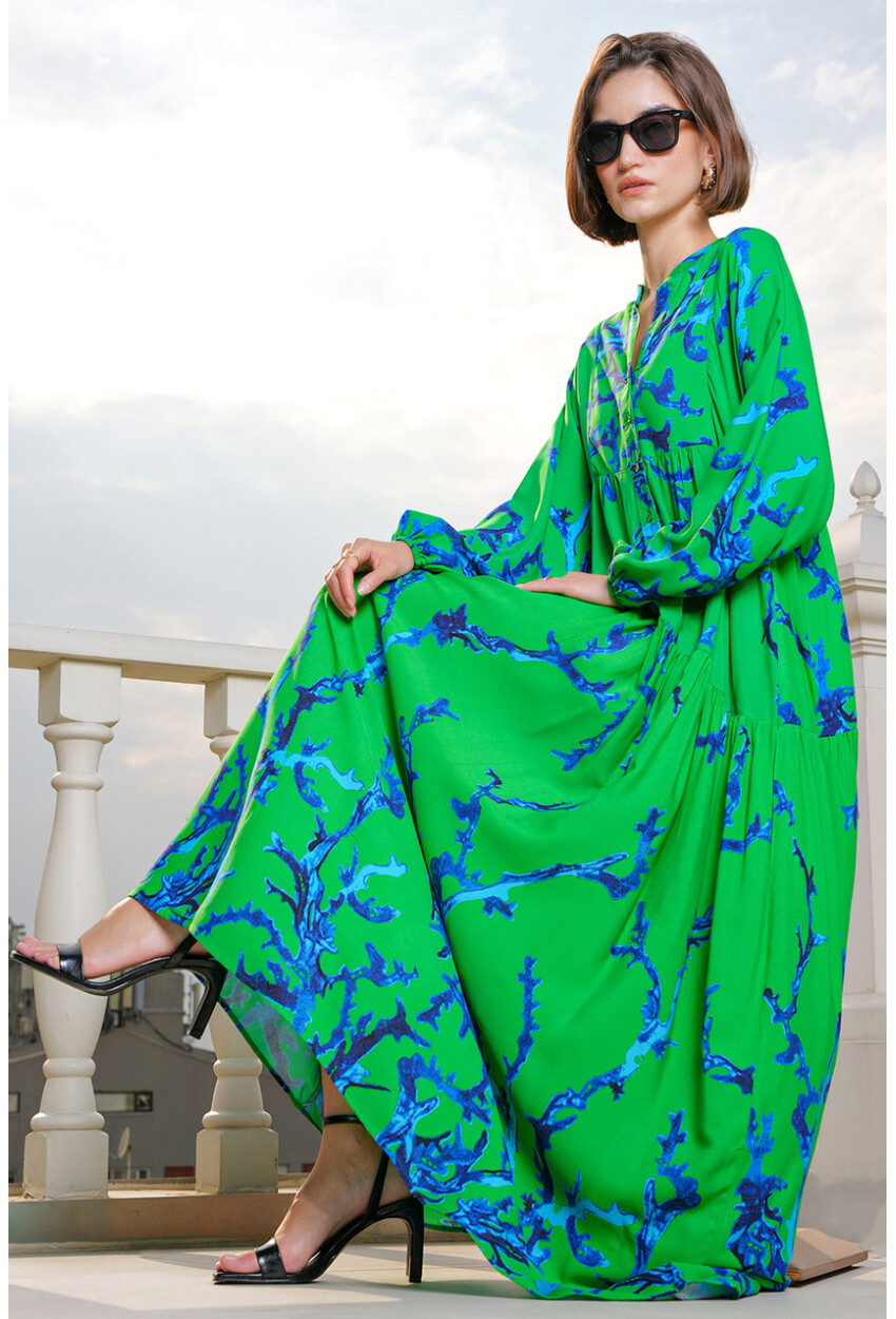 2423 Otantik Desenli Elbise