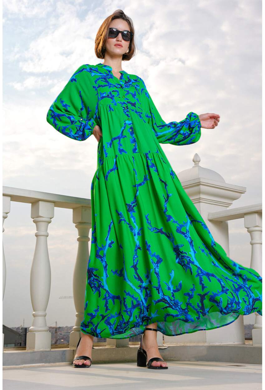 2423 Otantik Desenli Elbise