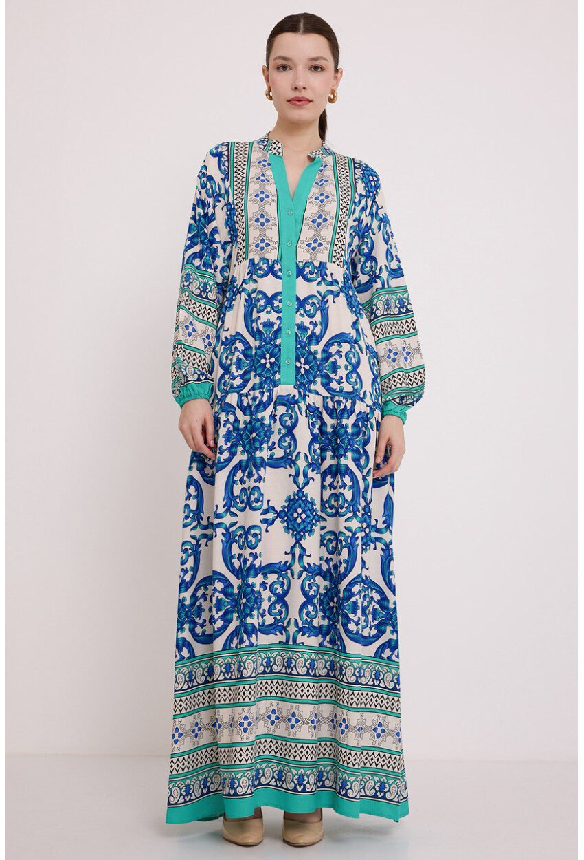 2423 Otantik Desenli Elbise