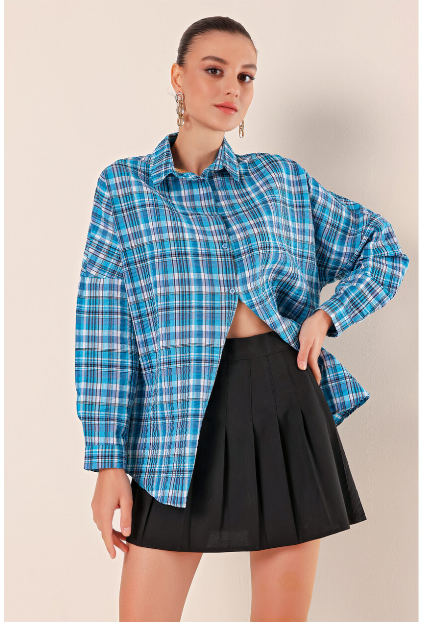 3900 Oversize Uzun Basic Gömlek