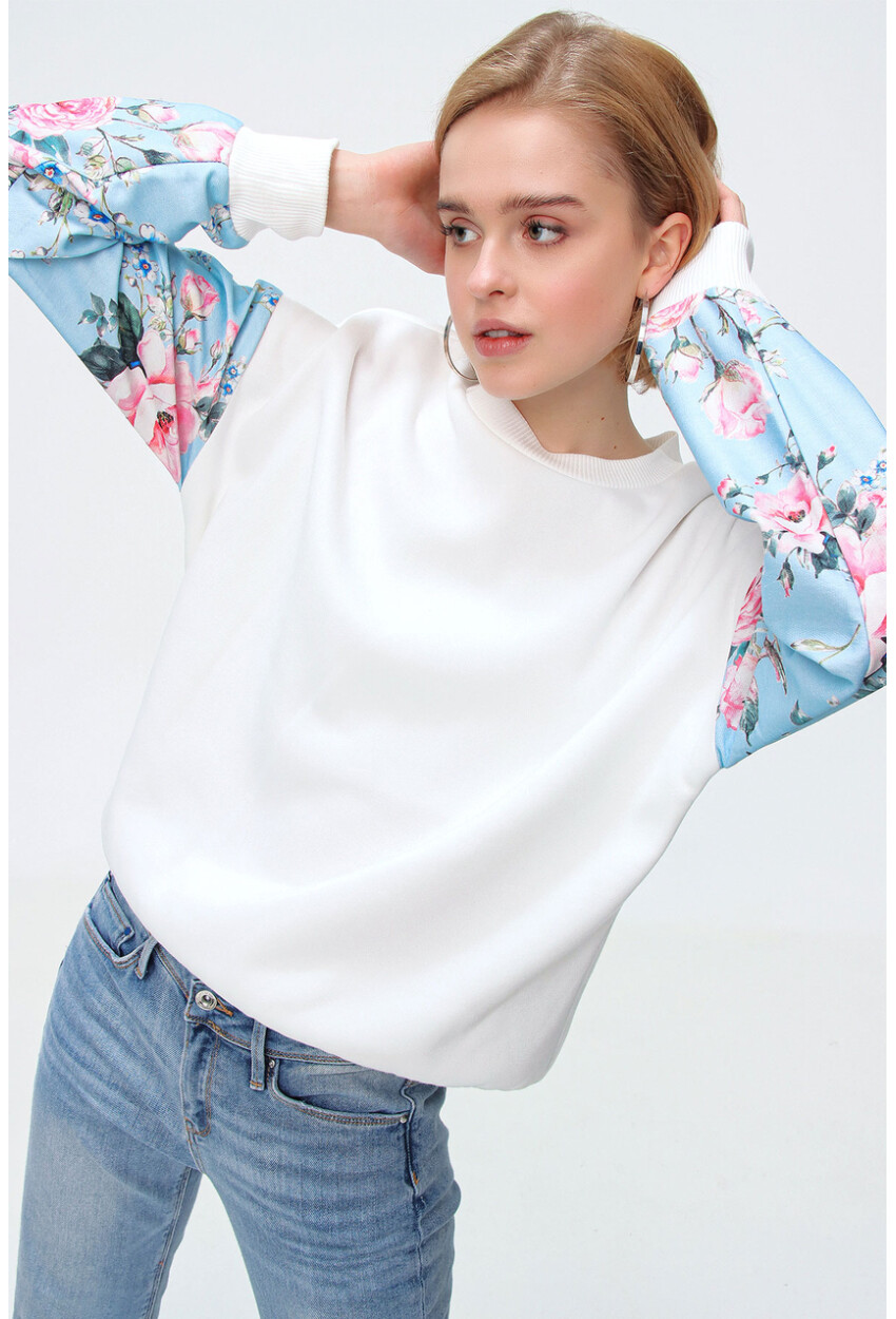 55328 Kolu Desenli Oversize  Sweatshirt
