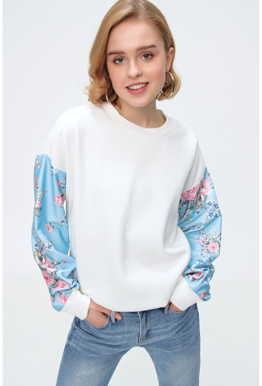 55328 Kolu Desenli Oversize  Sweatshirt