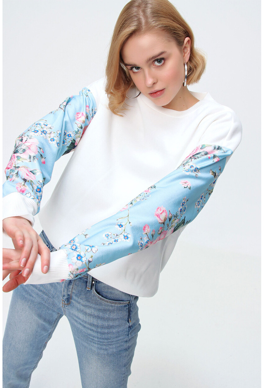 55328 Kolu Desenli Oversize  Sweatshirt