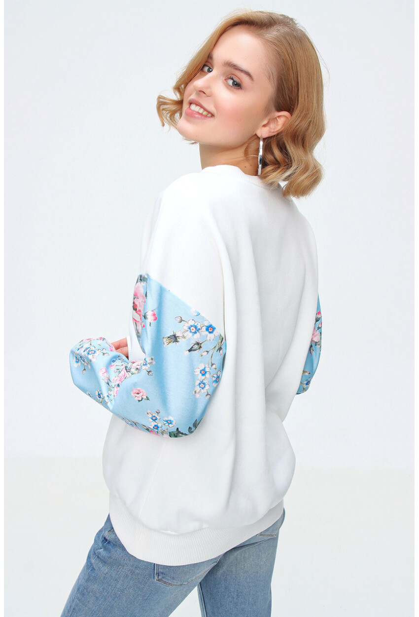 55328 Kolu Desenli Oversize  Sweatshirt