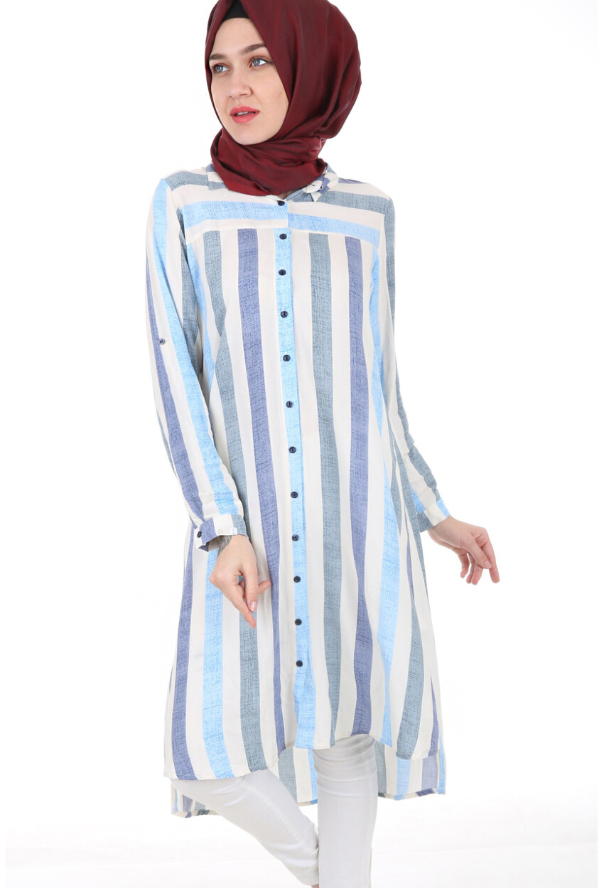 5646 Çizgili Tesettür Tunik