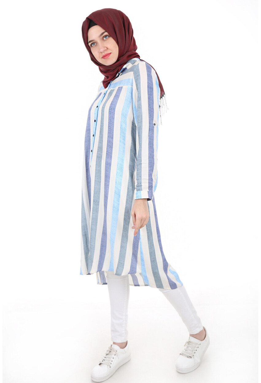 5646 Çizgili Tesettür Tunik