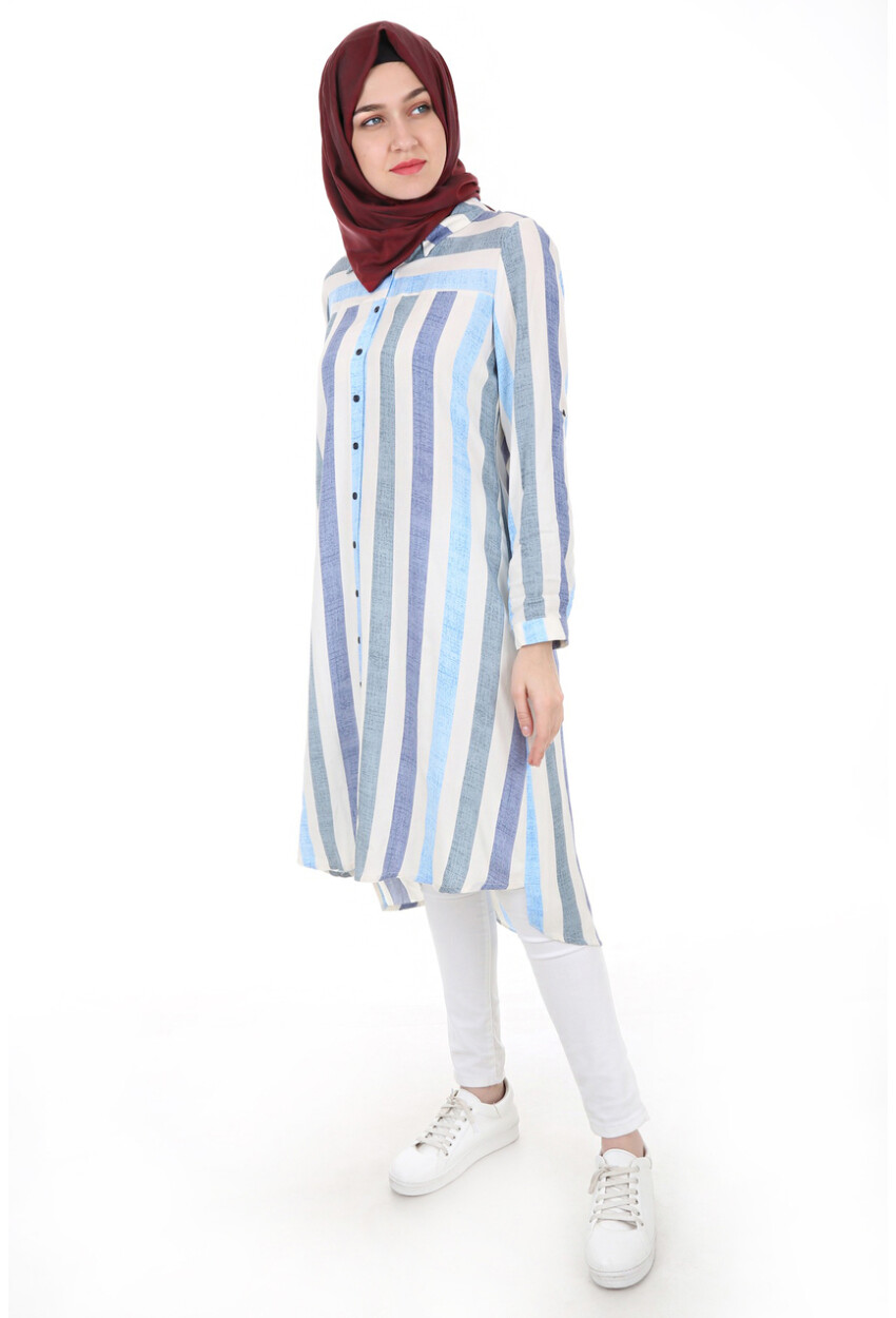 5646 Çizgili Tesettür Tunik