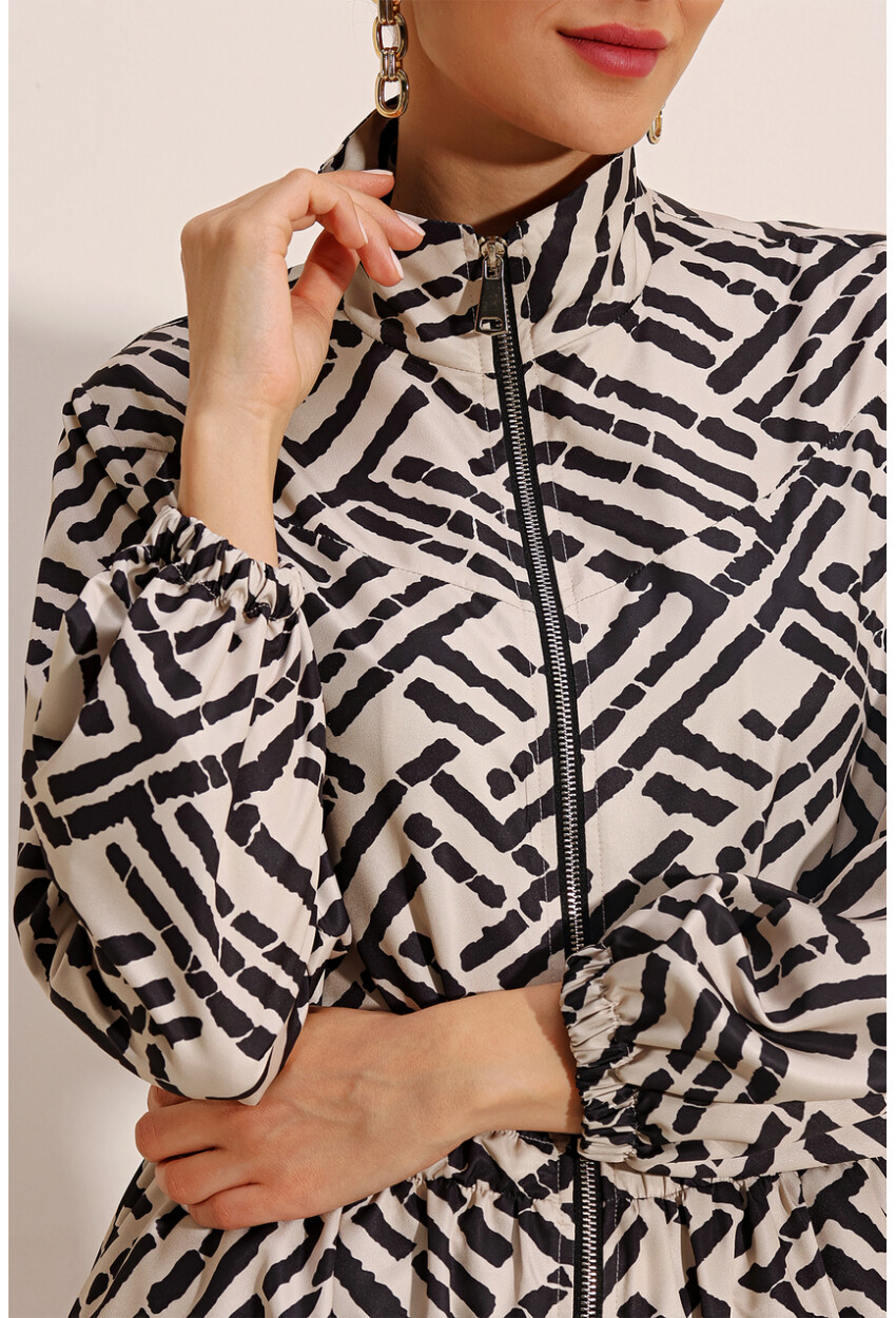 5912 Zippered Long Trench Coat
