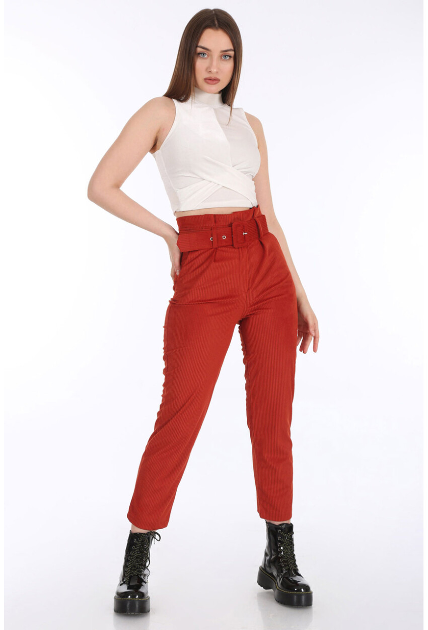 6496 Belted Corduroy Pants