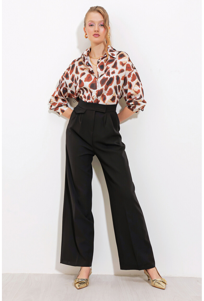 6645 High-Waist Velcro Palazzo Pants