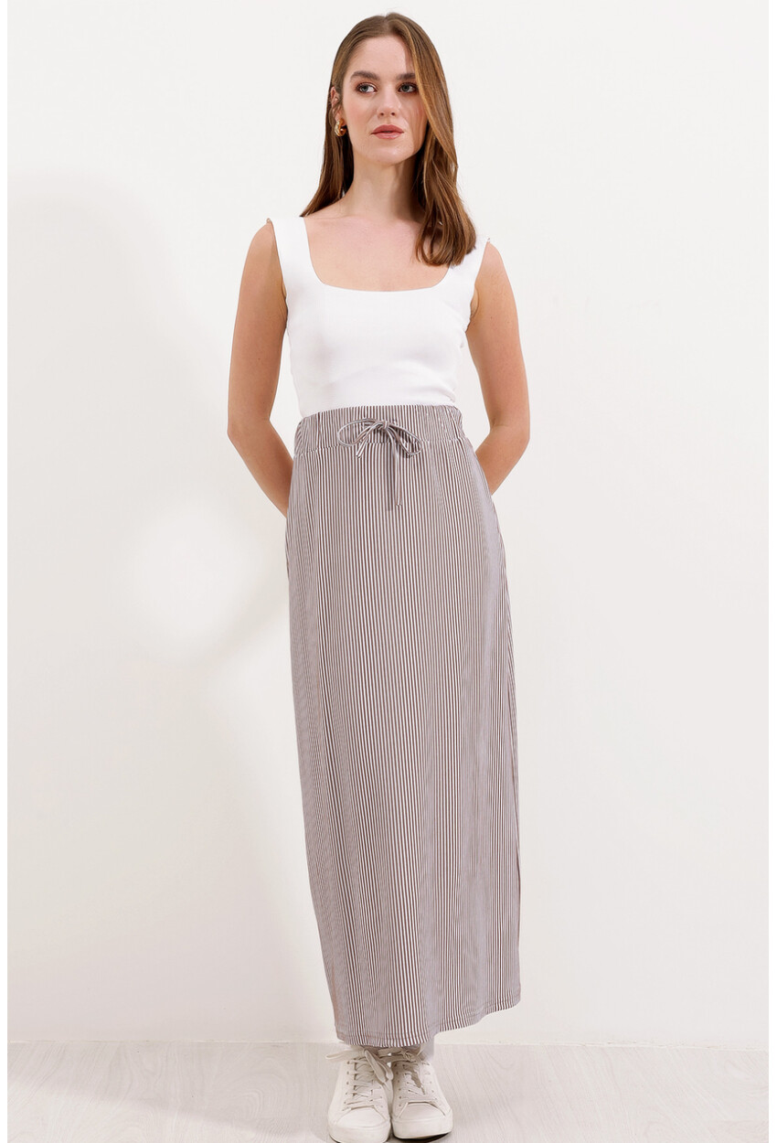 8006 Striped Long Skirt