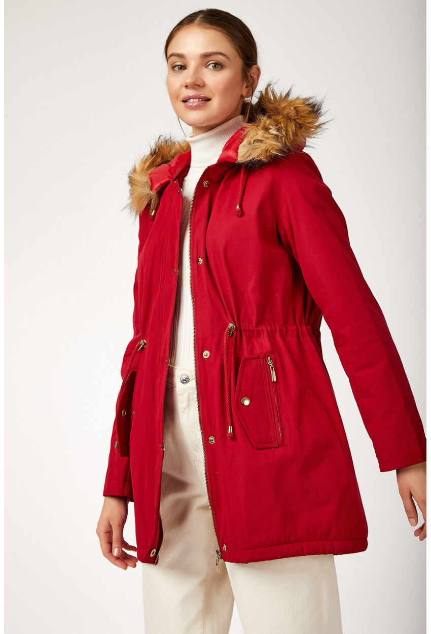 9064 Fur Hooded Coat