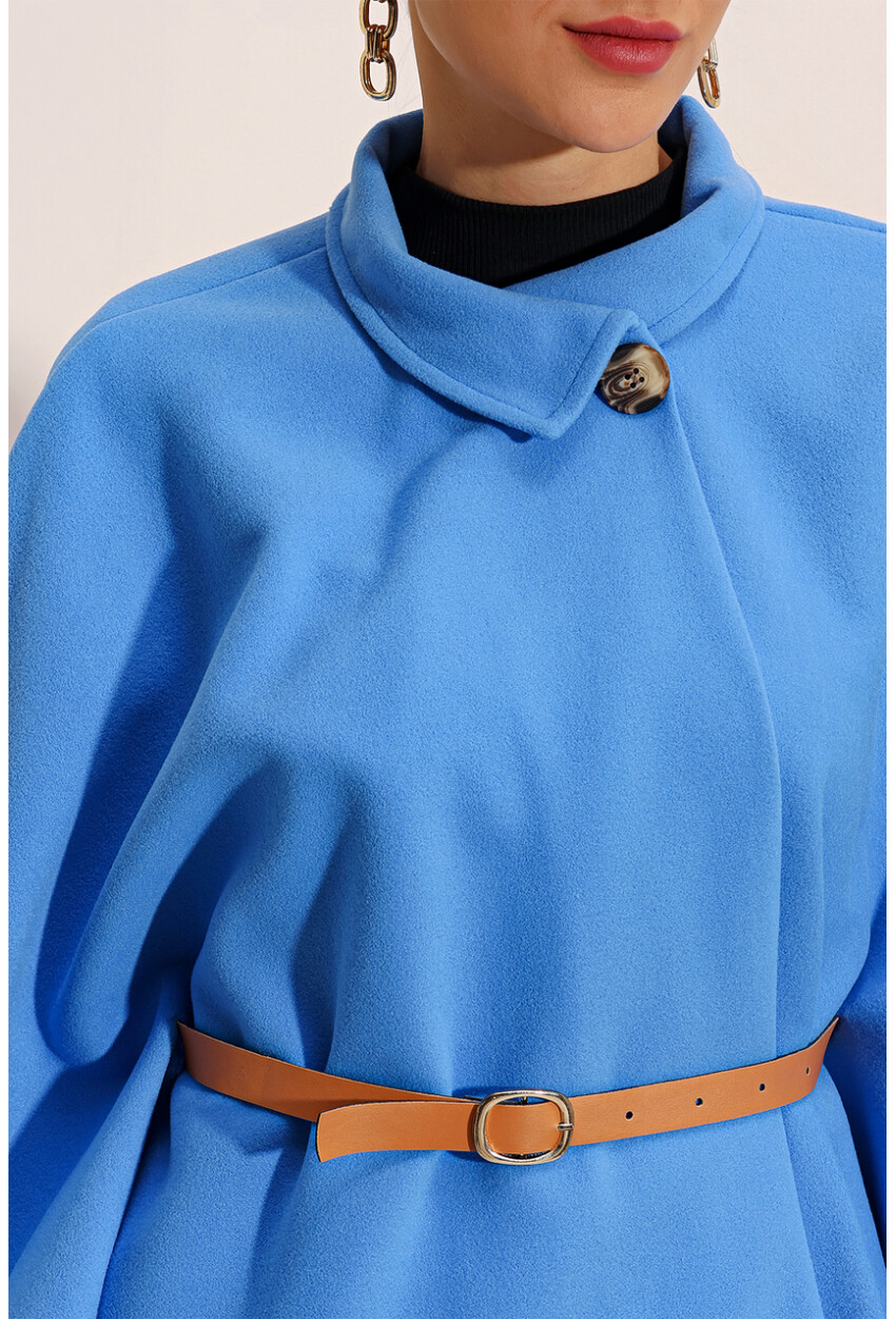 9134 Wool Poncho With Belt