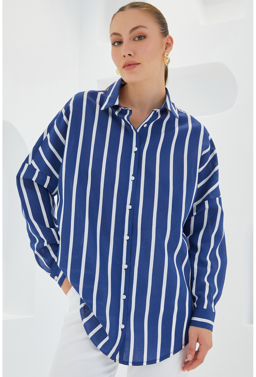 3900 Oversize Uzun Basic Gömlek