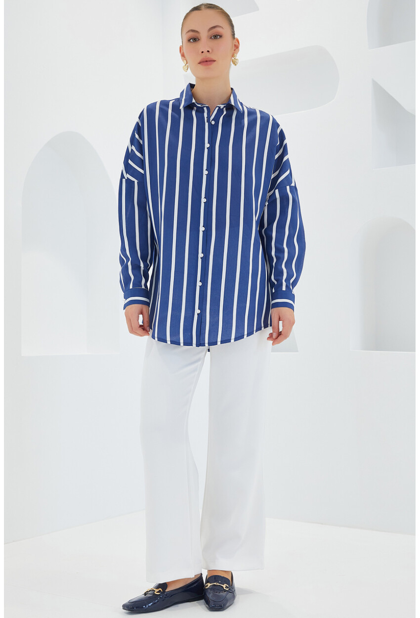 3900 Oversize Uzun Basic Gömlek