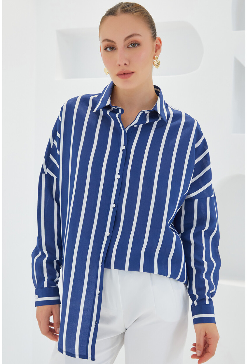 3900 Oversize Uzun Basic Gömlek