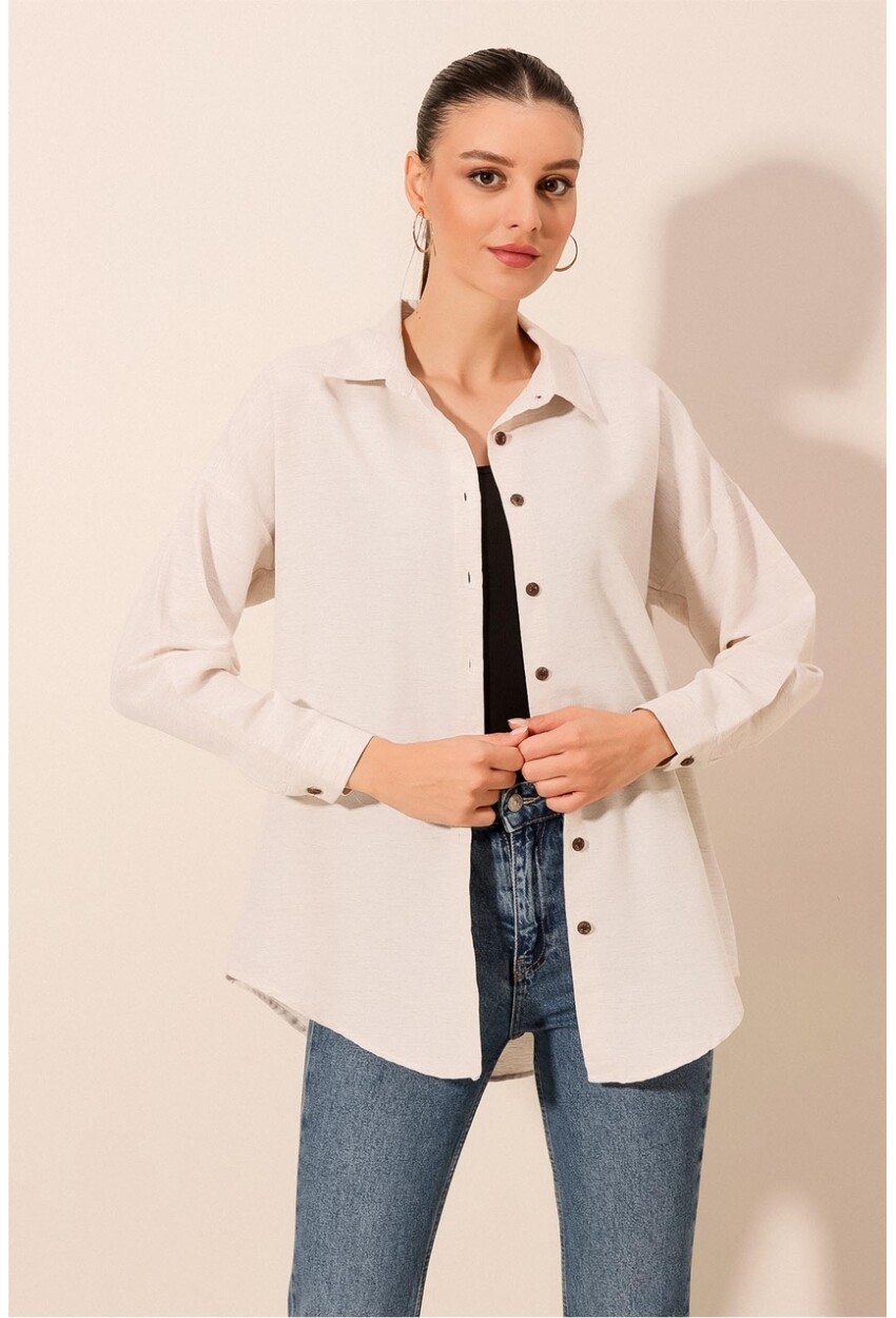 3900 Oversize Uzun Basic Gömlek