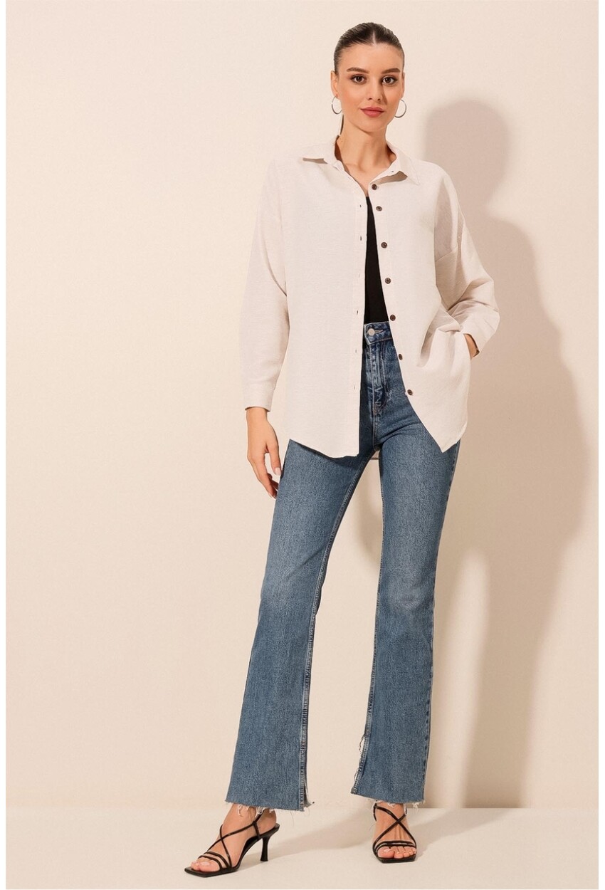 3900 Oversize Uzun Basic Gömlek