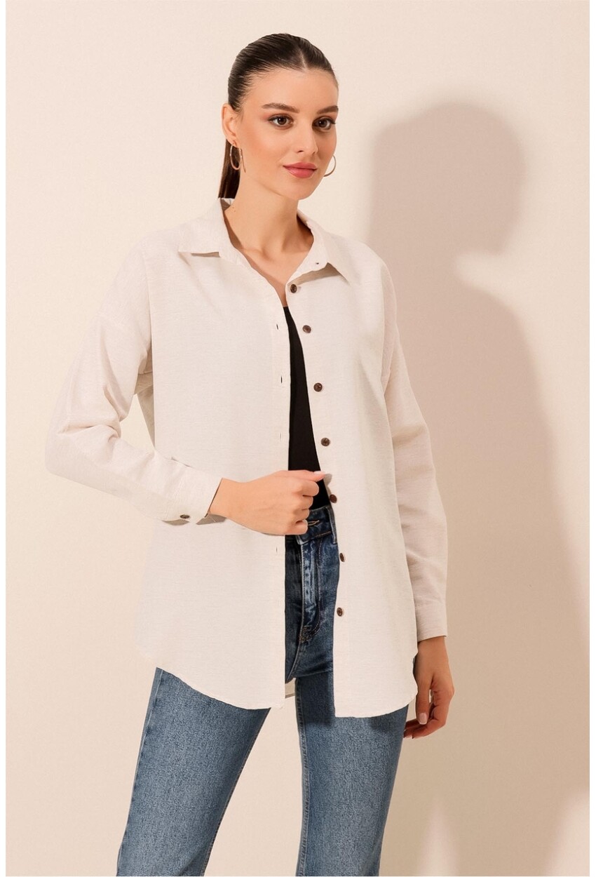 3900 Oversize Uzun Basic Gömlek