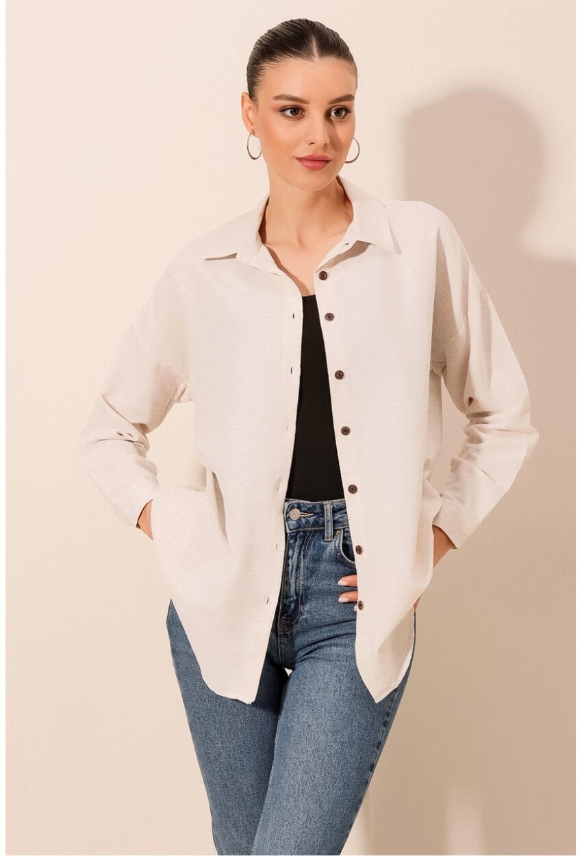 3900 Oversize Uzun Basic Gömlek