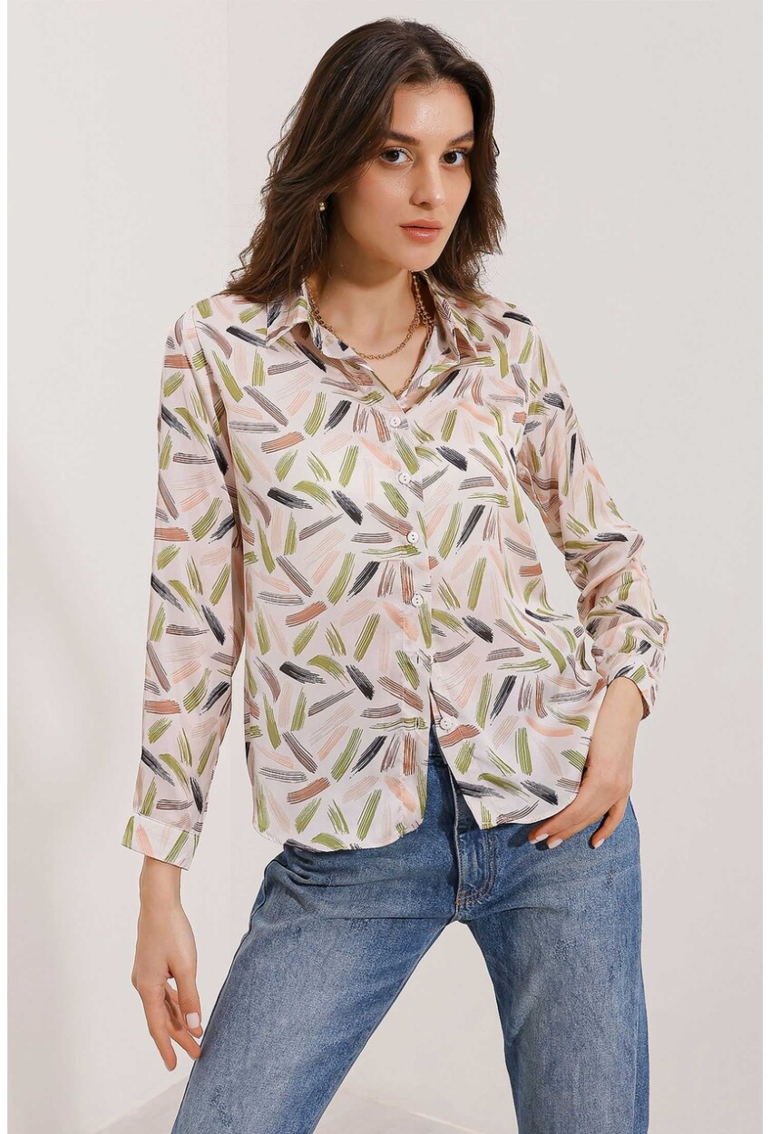 3964 Light Draped Satin Shirt