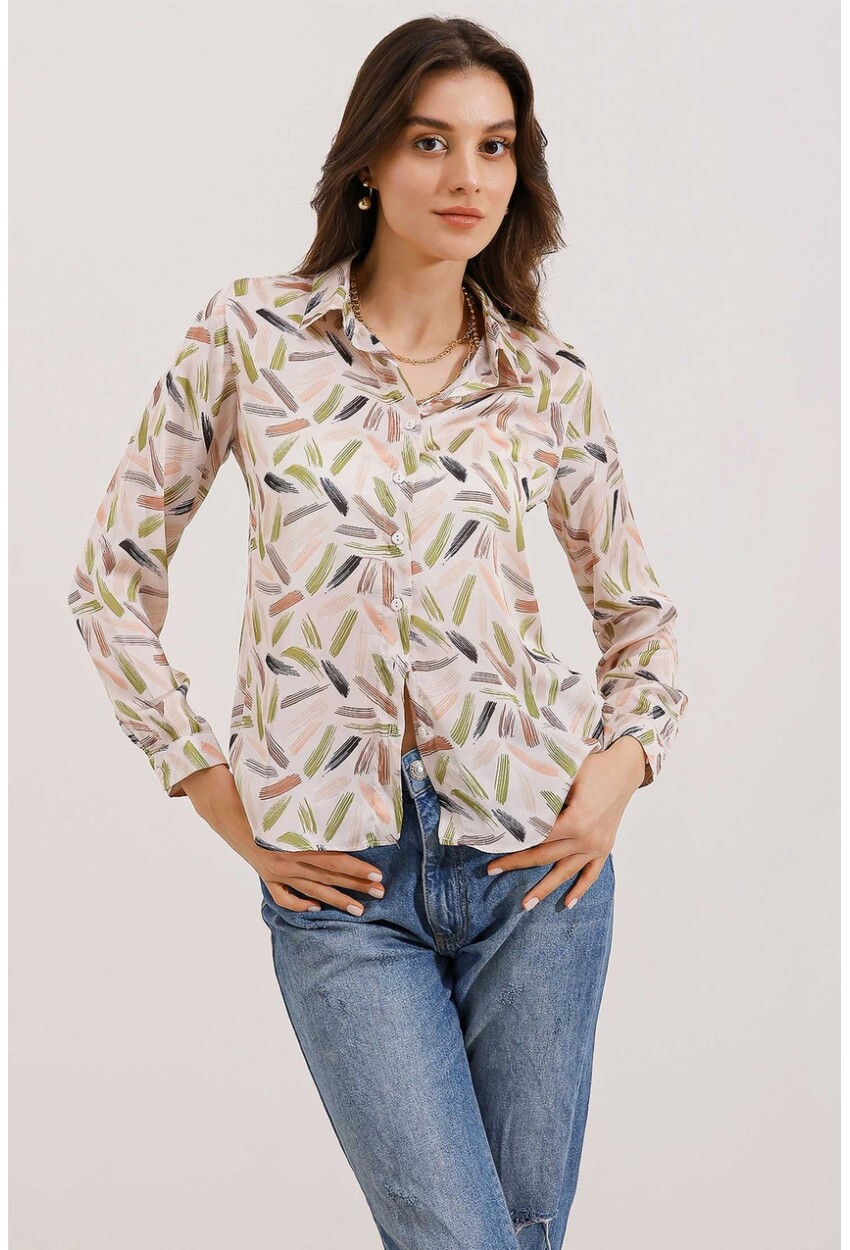3964 Light Draped Satin Shirt