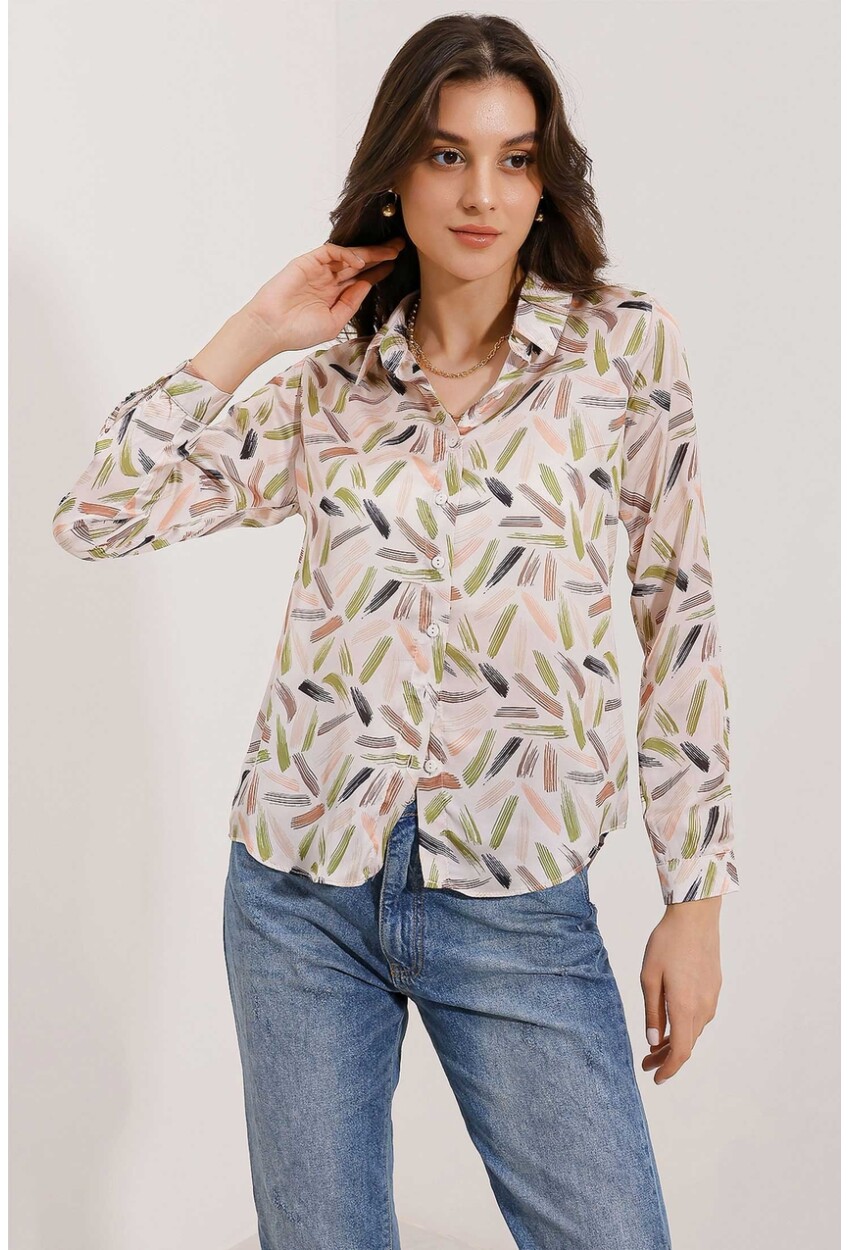 3964 Light Draped Satin Shirt