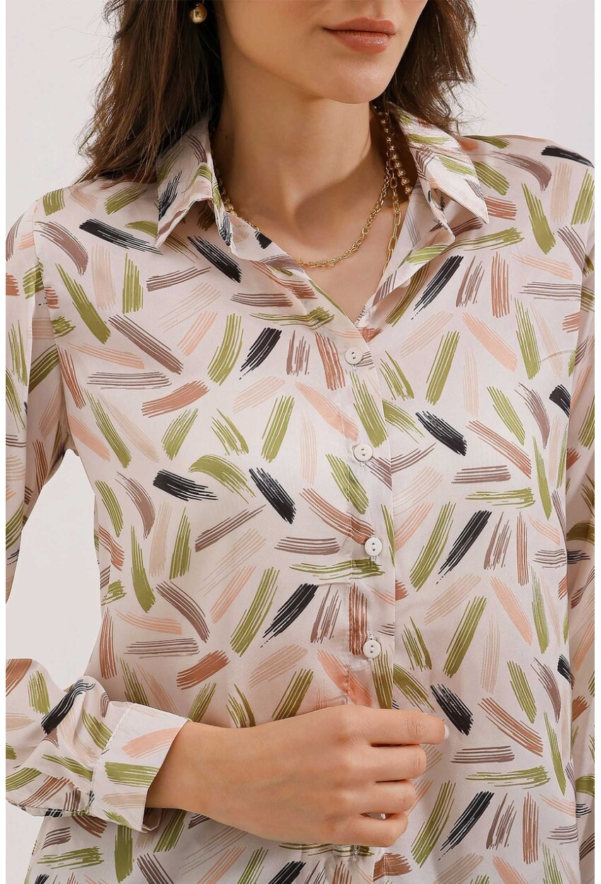 3964 Light Draped Satin Shirt