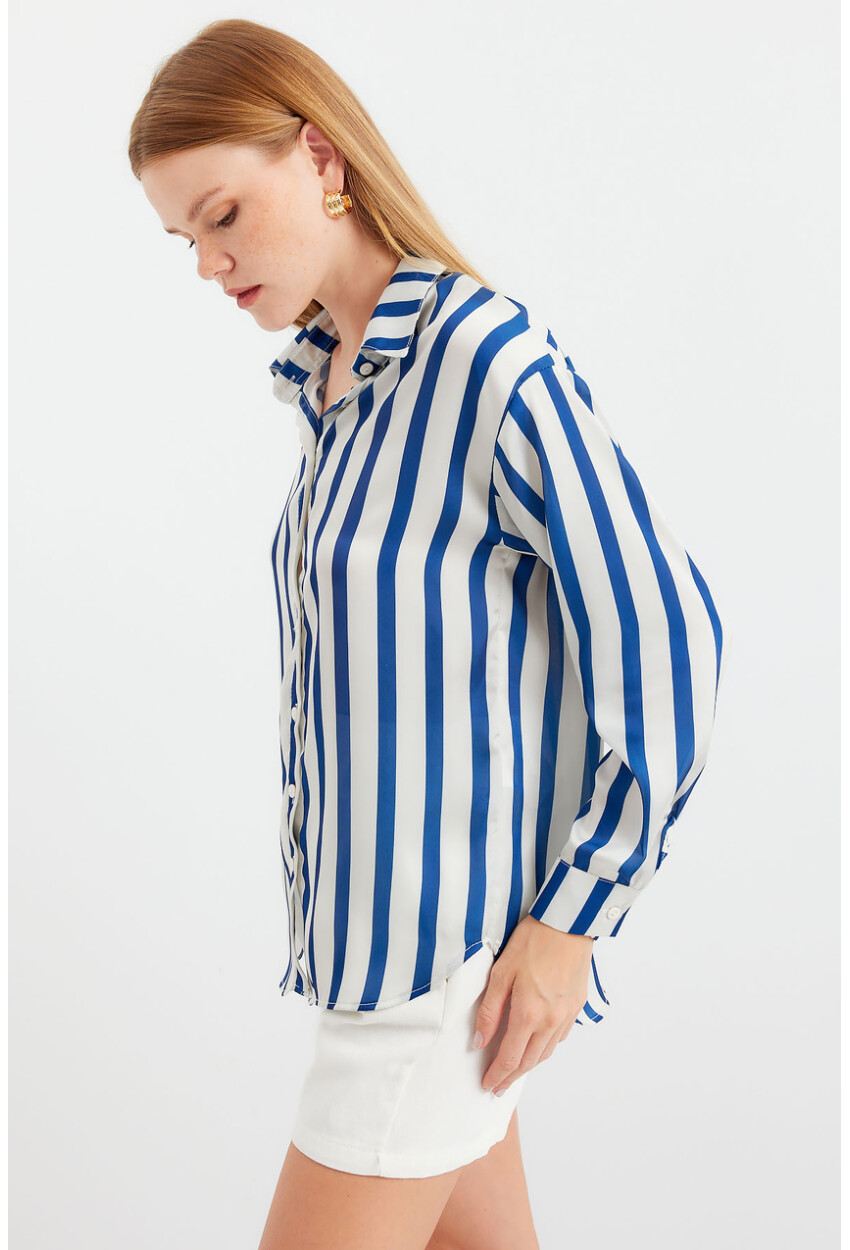 3964 Light Draped Satin Shirt