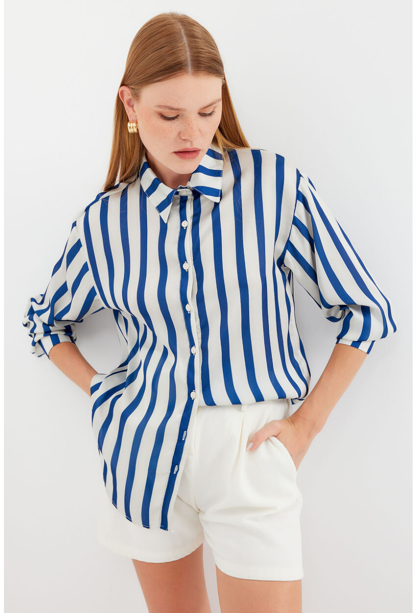 3964 Light Draped Satin Shirt
