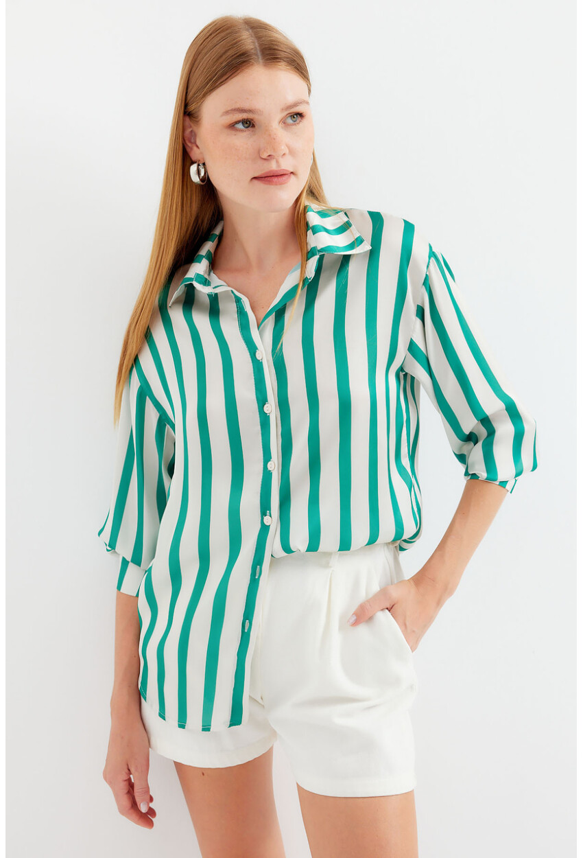3964 Light Draped Satin Shirt